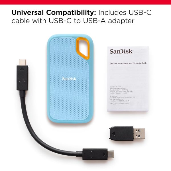 SanDisk Extreme Portable 4TB, 1050MB/s R, 1000MB/s W, 3mtr Drop Protection, IP65 Water/dust Resistance, HW Encryption, PC,MAC & TypeC Smartphone Compatible, 5Y Warranty, External SSD, SkyBlue Color