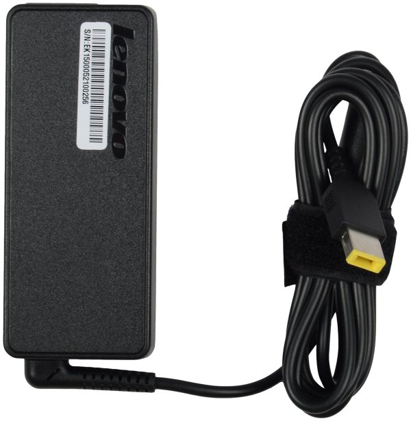 (Refurbished) Lenovo 65W USB Slim Tip Rectangular pin Laptop Adapter/Charger with Power Cord for Select Models of Lenovo Laptops (Black)