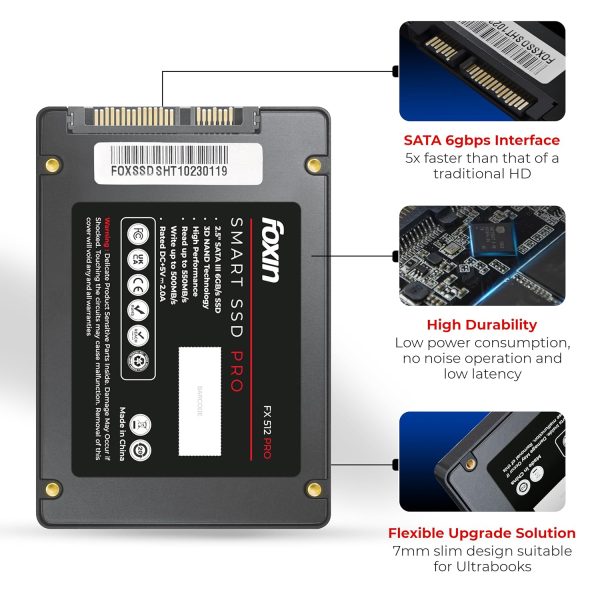 Foxin 512 GB PRO SSD | Hard Disk with 3D NAND Technology & 2.5 Inch SATA III 6GB/S Speed with 5 Years Limited Warranty