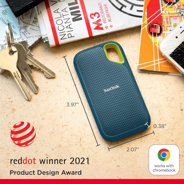 Sandisk Extreme Portable 1TB, 1050MB/s R, 1000MB/s W, 3mtr Drop Protection, IP65 Water/dust Resistance, HW Encryption, PC,MAC & TypeC Smartphone Compatible, 5Y Warranty, External SSD, Monterey Color