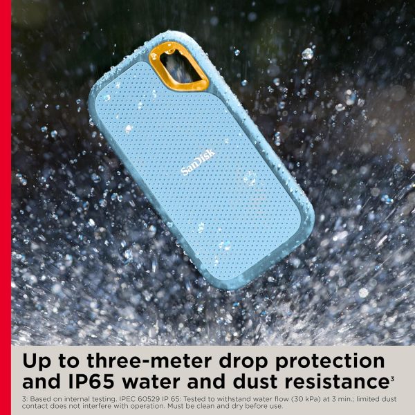 SanDisk Extreme Portable 4TB, 1050MB/s R, 1000MB/s W, 3mtr Drop Protection, IP65 Water/dust Resistance, HW Encryption, PC,MAC & TypeC Smartphone Compatible, 5Y Warranty, External SSD, SkyBlue Color