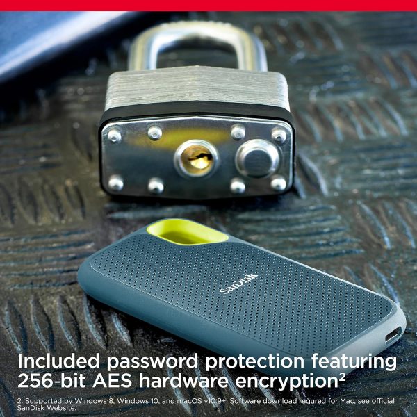 Sandisk Extreme Portable 1TB, 1050MB/s R, 1000MB/s W, 3mtr Drop Protection, IP65 Water/dust Resistance, HW Encryption, PC,MAC & TypeC Smartphone Compatible, 5Y Warranty, External SSD, Monterey Color