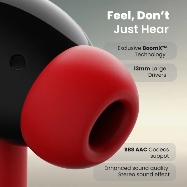 Boult Audio K45 Truly Wireless in Ear Earbuds with 35H Playtime, Zen™ ENC Mic, 45ms Low Latency, 13mm Bass Drivers, Type-C Fast Charging, Made in India, Touch Controls, IPX5 Ear Buds TWS 9 (RED)