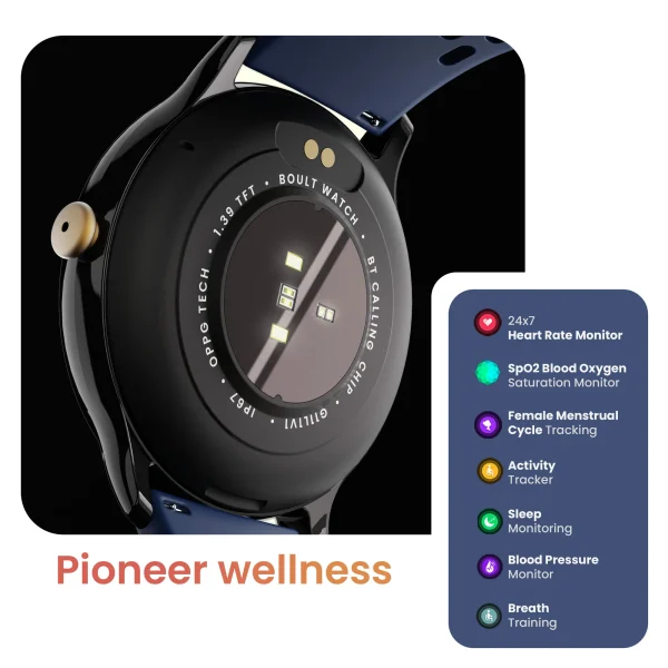 Ripple (37) Round Dial Health Tracking Smartwatch with 1.39"(3.53cm) Round HD Screen with 350 Nits Brightness