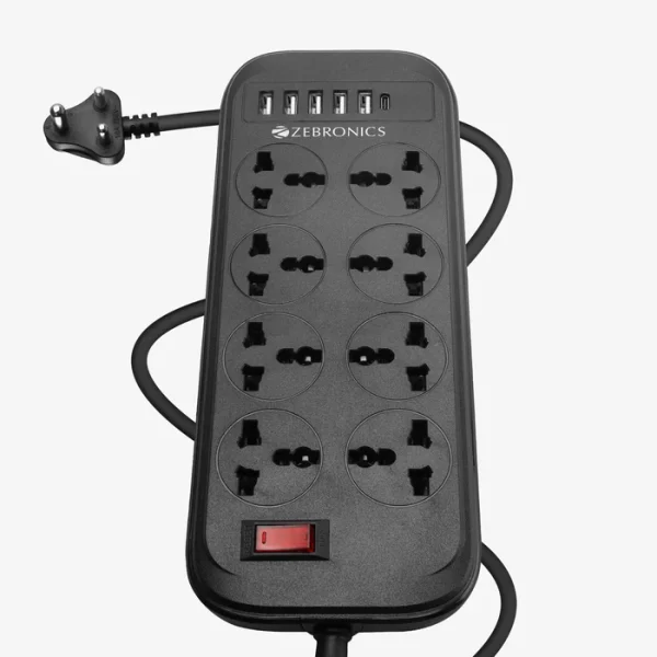 Zebronics Power Bar 282 (8 x 3-pin socket, 5 x USB ports, 1 x Type-C) Extension Cord / Strip