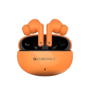 ZEBRONICS Zeb PODS 121 Orange Touch Control Splash Proof Supports Voice Assistant BT v5.4 up to 30 Hour Backup