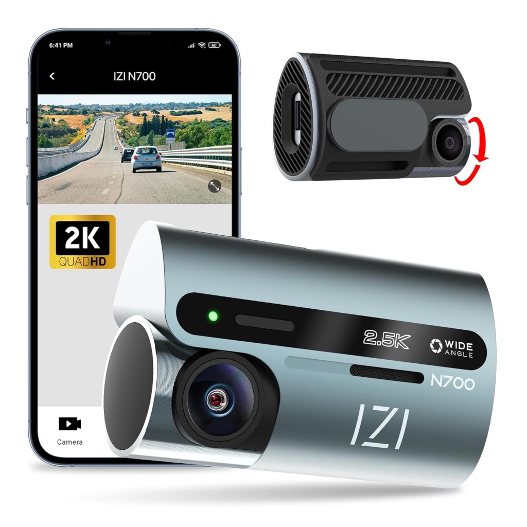 IZI N700 5MP Car Dash Camera - 2.5K, 170° FOV, Night Vision, WiFi, G-Sensor, Emergency Recording, 512GB SD Card Support, 24/7 Parking Monitor, Easy Install,...