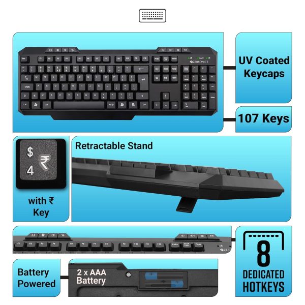 ZEBRONICS Companion 151 2.4GHz Wireless Keyboard & Mouse Combo