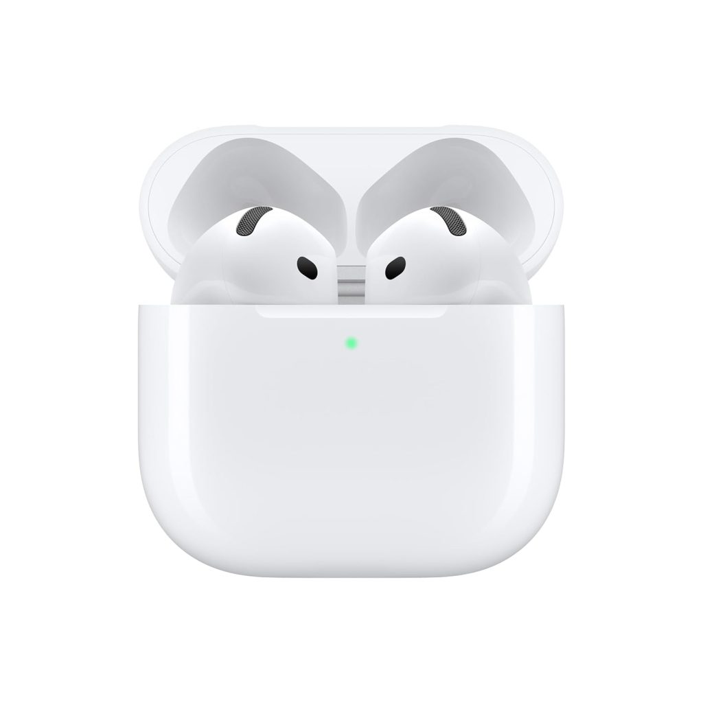 Apple AirPods 4 Wireless Earbuds, Bluetooth Headphones, Personalised Spatial Audio, Sweat and Water Resistant, USB-C Charging Case, H2 Chip, Up to 30 Hours of Battery Life, Effortless Setup for iPhone