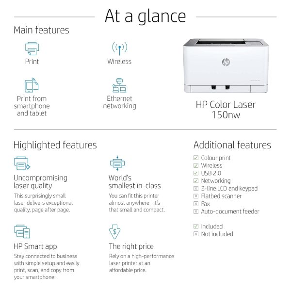 HP Colour Laser 150nw Wireless Color Laser Printer