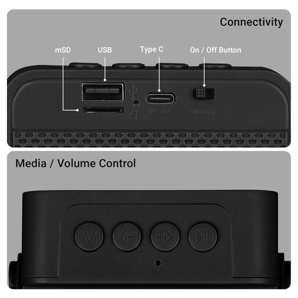 ZEBRONICS County 8, Portable Bluetooth Speaker, 8 Watts, Upto 7 Hours Playback, Passive Radiator, BTv5.3 | TWS | USB | mSD, RGB LED, Call Function, Compact Design, Carry Strap (Black)