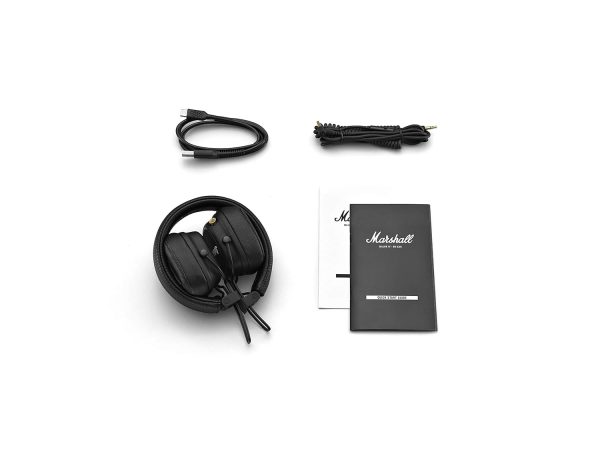 Marshall Major IV Wireless On-Ear Headphones with 80+ Hours of Playtime, Multi-Dimensional Control Knob, Wireless Charging- Black