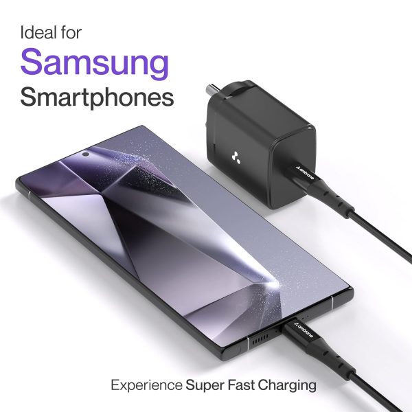 Ambrane 25W Mobile Charger Adapter Charging Cable | Fast Charging for Samsung Smartphones, iPhone 15/14/13/12/11/X & Pro Series & Other Type-C Devices (Charge 25, Black)