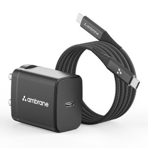 Ambrane 25W Mobile Charger Adapter Charging Cable | Fast Charging for Samsung Smartphones, iPhone 15/14/13/12/11/X & Pro Series & Other Type-C Devices (Charge 25, Black)