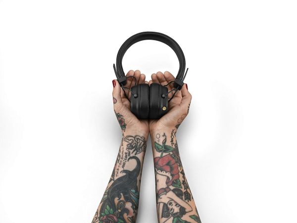 Marshall Major IV Wireless On-Ear Headphones with 80+ Hours of Playtime, Multi-Dimensional Control Knob, Wireless Charging- Black
