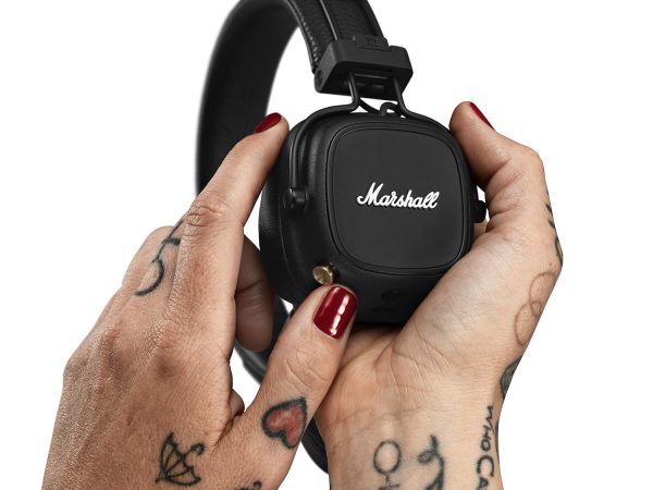 Marshall Major IV Wireless On-Ear Headphones with 80+ Hours of Playtime, Multi-Dimensional Control Knob, Wireless Charging- Black