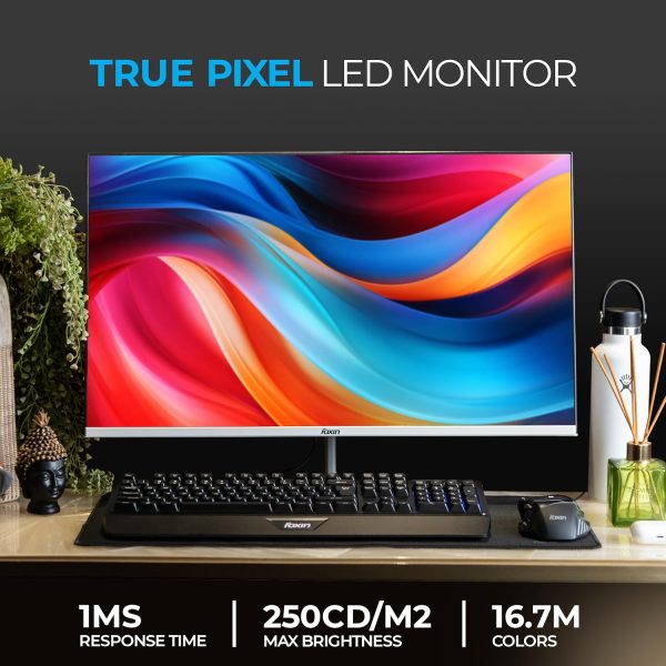 Foxin 24 Inch FHD LED Monitor 1080p Elite Series | IPS Panel, HDMI & VGA Port | 100Hz Refresh Rate | True Pixel | Anti-Glare Flicker-Free | Frameless | Metal Stand | 16.7 M Colors | 3 Yrs Warranty - Image 5