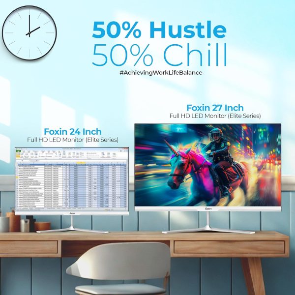 Foxin 24 Inch FHD LED Monitor 1080p Elite Series | IPS Panel, HDMI & VGA Port | 100Hz Refresh Rate | True Pixel | Anti-Glare Flicker-Free | Frameless | Metal Stand | 16.7 M Colors | 3 Yrs Warranty - Image 3