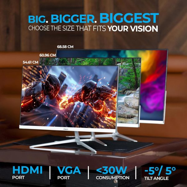 Foxin 27 Inch FHD LED Monitor 1080p Elite Series | IPS Panel, HDMI & VGA Port | 100Hz Refresh Rate | True Pixel | Anti-Glare Flicker-Free | Frameless | Metal Stand | 16.7 M Colors | 3 Yrs Warranty