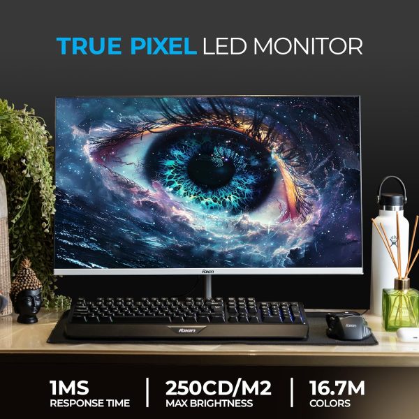 Foxin 27 Inch FHD LED Monitor 1080p Elite Series | IPS Panel, HDMI & VGA Port | 100Hz Refresh Rate | True Pixel | Anti-Glare Flicker-Free | Frameless | Metal Stand | 16.7 M Colors | 3 Yrs Warranty