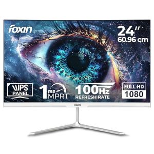 Foxin 24 Inch FHD LED Monitor 1080p Elite Series | IPS Panel, HDMI & VGA Port | 100Hz Refresh Rate | True Pixel | Anti-Glare Flicker-Free | Frameless | Metal Stand | 16.7 M Colors | 3 Yrs Warranty