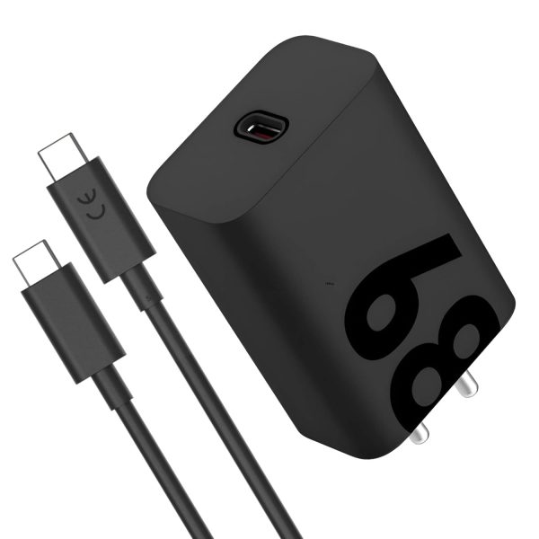 Original Moto 68W Turbo Power Charger Motorola Edge 60 Pro/Edge 60 Stylus/Razr 50 Ultra/Moto G84/G54/Moto E40/Moto G35/Edge 40 Neo with 3.3FT Type C Fast Cable (68W Turbo Charger), Black