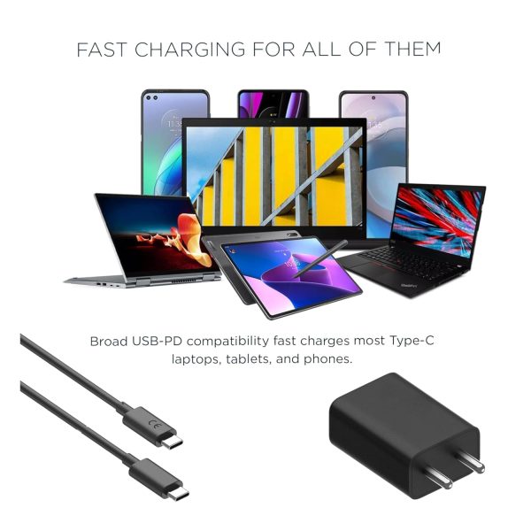 Original Moto 68W Turbo Power Charger Motorola Edge 60 Pro/Edge 60 Stylus/Razr 50 Ultra/Moto G84/G54/Moto E40/Moto G35/Edge 40 Neo with 3.3FT Type C Fast Cable (68W Turbo Charger), Black