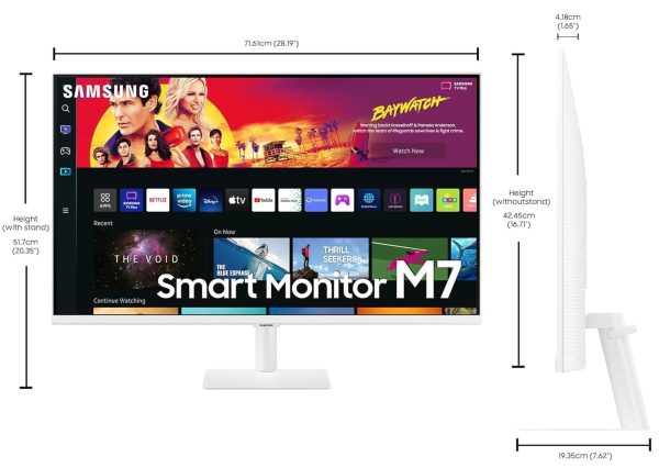 Samsung 32-inch(80cm) M7 4K UHD Smart Monitor, Type-C, Smart TV apps, TV Plus, Office 365, Apple Airplay, Dex, Bluetooth, IOT, Speakers, Remote (LS32BM700UWXXL, Black)
