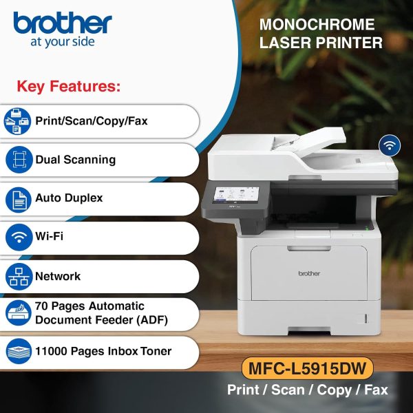 Brother MFC-L5915DW Mono Laser Printer with Duplex Printing, Fax and Networking