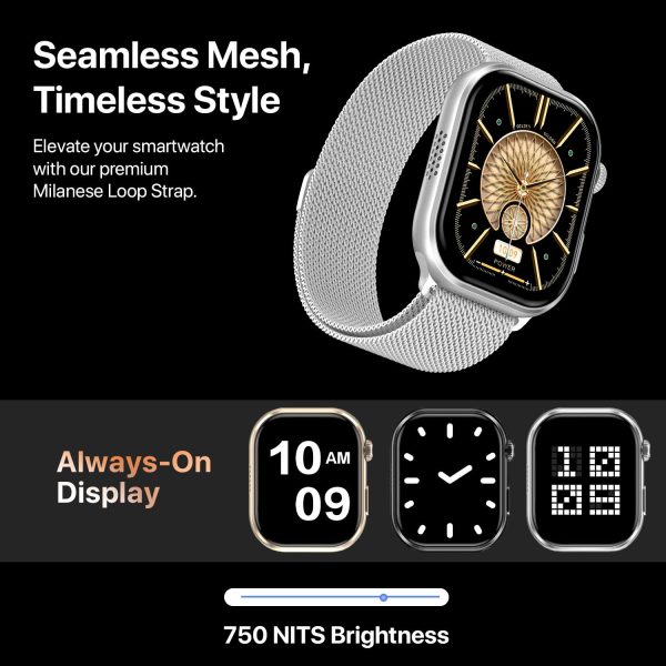 Fire-Boltt Brillia Pro Smart Watch with 51.3mm (2.02 inch) AMOLED Display, Bluetooth Calling, SpO2, Heart Rate Monitoring, 120+ Sports Modes, IP67 Waterproof, Long Battery Life (Silver)