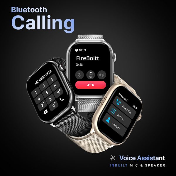 Fire-Boltt Brillia Pro Smart Watch with 51.3mm (2.02 inch) AMOLED Display, Bluetooth Calling, SpO2, Heart Rate Monitoring, 120+ Sports Modes, IP67 Waterproof, Long Battery Life (Silver)