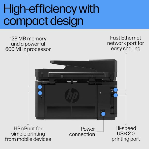 HP MFP M128fn Laserjet Printer: Print, Copy, Scan, Automatic Document Feeder, Ethernet, Fast Printing Upto 20ppm, Easy and Secure Setup, 3 Year Warranty