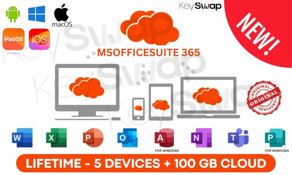 MS 365 Pro Plus | New 2025 Edition | (upto 5 Devices, Lifetime Validity) for Win, iOS, macOS, iPADOS, Android | 100GB Cloud Storage for lifetime | Regular Updates with Unlimited Reinstallations