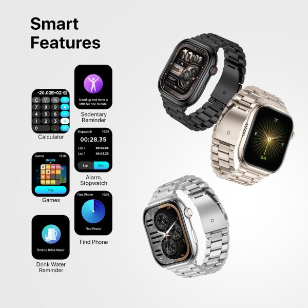 Fire-Boltt Brillia Pro Smart Watch with 51.3mm (2.02 inch) AMOLED Display, Bluetooth Calling, SpO2, Heart Rate Monitoring, 120+ Sports Modes, IP67 Waterproof, Long Battery Life (Black Chain)
