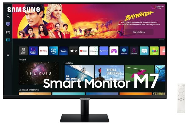 Samsung 32-inch(80cm) M7 4K UHD Smart Monitor, Type-C, Smart TV apps, TV Plus, Office 365, Apple Airplay, Dex, Bluetooth, IOT, Speakers, Remote (LS32BM700UWXXL, Black)