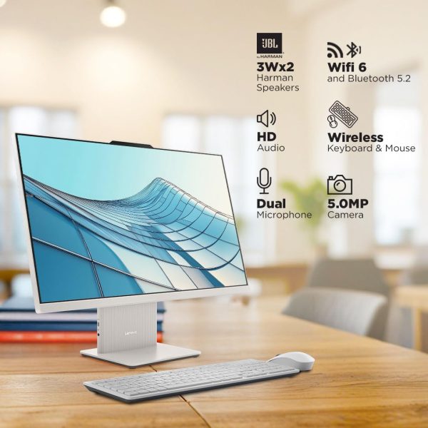 Lenovo IdeaCentre AIO 13th Gen Core i3-1315U 27" FHD IPS (8GB RAM/512GB SSD/Windows11/MS Office 2021/3Wx2 Harman Speakers/Alexa Built-in/Wireless Keyboard & Mouse, Grey), F0HM00G4IN All-in-One Desktop