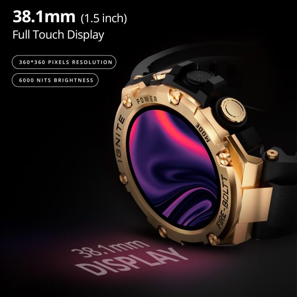 Fire-Boltt Assault Rugged Smartwatch – 1.5" HD Display, Bluetooth Calling, 600mAh Battery, Compass, Heart Rate & SpO2 Monitoring, 7-10 Days Battery Life, Heavy Metal Sports Design