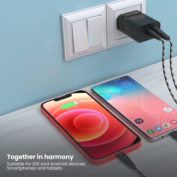 Portronics Adapto 45 22.5 W Mobile Charger Adapter with Dual Port (USB A + PD Type C), Fast Charging, Short Circuit Protection, Wide Compatibility (Black)