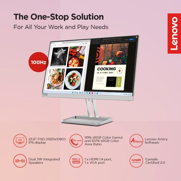Lenovo L-Series L24i-40 60.45cm (24 inch) | FHD IPS Ultraslim Monitor