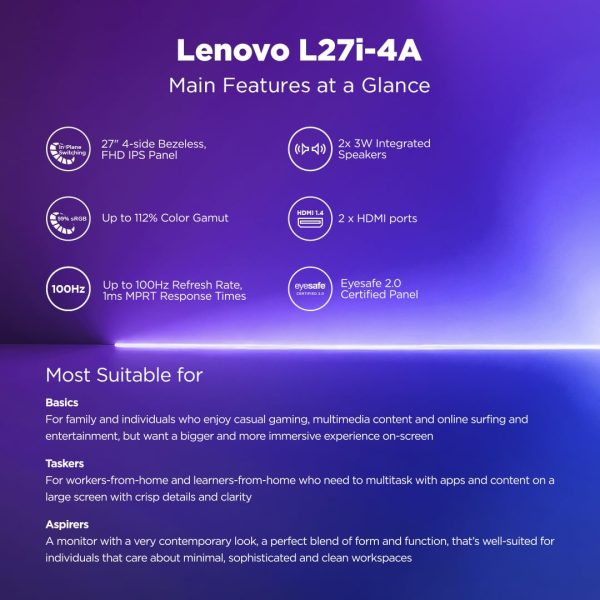 Lenovo L-Series L27i-4A 27 inch (68.5cm) FHD IPS Monitor