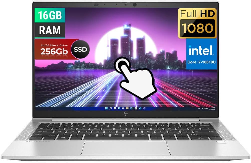 HP EliteBook 830 G7 Touchscreen Laptop, 13.3" FHD(1920x1080), Intel i7-10610U 1.8GHz, 16GB RAM, 256GB SSD, Backlit Keyboard, Windows 10 Pro (Renewed)