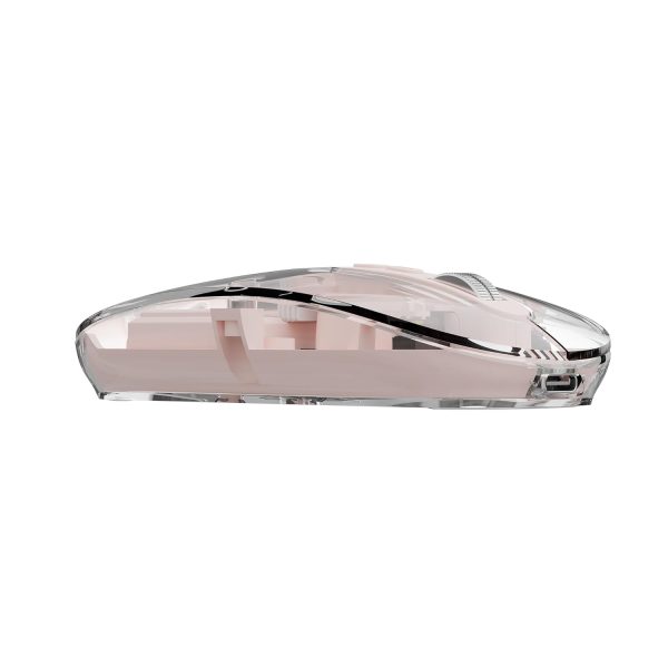 ZEBRONICS Sheer Rechargeable Wireless Mouse, Dual Mode (2.4GHz + BT), Dual Bluetooth, Silent Operation, Transparent Body, RGB, Battery Indicator, for Mac | Laptop | Computer (Pink)