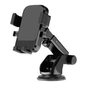 ZEBRONICS CMH110, Car Mobile Holder, Upto 6.8 inches, 360° Rotatable, One Press Lock and Release, Extendable Telescopic Arm, Strong Suction Cup for Windshield & Dashboard, Anti-Skid Silicone Pads