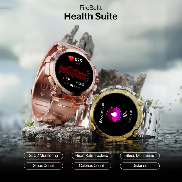Fire-Boltt Dominian Smartwatch 36.3mm (1.43 inch) AMOLED Display, Stainless Steel Design, 466 * 466 px Resolution, Bluetooth Calling, Multiple Sports Modes, Health Mode, IP67, Weather Updates (Silver)