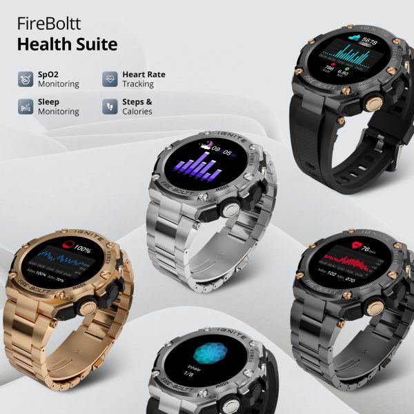 Fire-Boltt Assault Rugged Smartwatch – 1.5" HD Display, Bluetooth Calling, 600mAh Battery, Compass, Heart Rate & SpO2 Monitoring, 7-10 Days Battery Life, Heavy Metal Sports Design