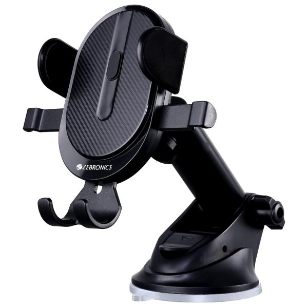 ZEBRONICS CMH100 Car Mobile Holder for Windshield, Dashboard and Other Suitable Surfaces, Strong Suction Cup, 360° Rotatable, Devices Upto 6.8 inch, One Click Quick Release