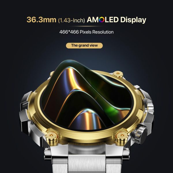 Fire-Boltt Dominian Smartwatch 36.3mm (1.43 inch) AMOLED Display, Stainless Steel Design, 466 * 466 px Resolution, Bluetooth Calling, Multiple Sports Modes, Health Mode, IP67, Weather Updates (Silver)