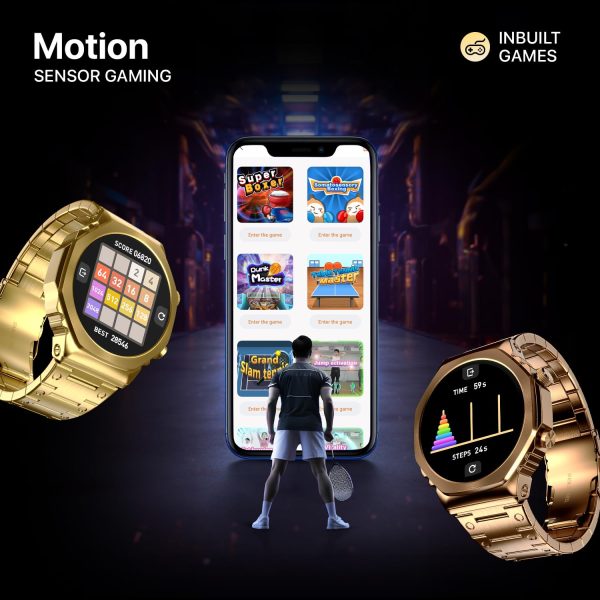 Fire-Boltt Onyx- 36.3mm AMOLED Always On Display Smart Watch, 466 * 466 High Resolution, Bluetooth Calling, Steel Design, IP67, 4GB Storage, 300+ Sports Modes, 130+ Watch Faces(Rose Gold)