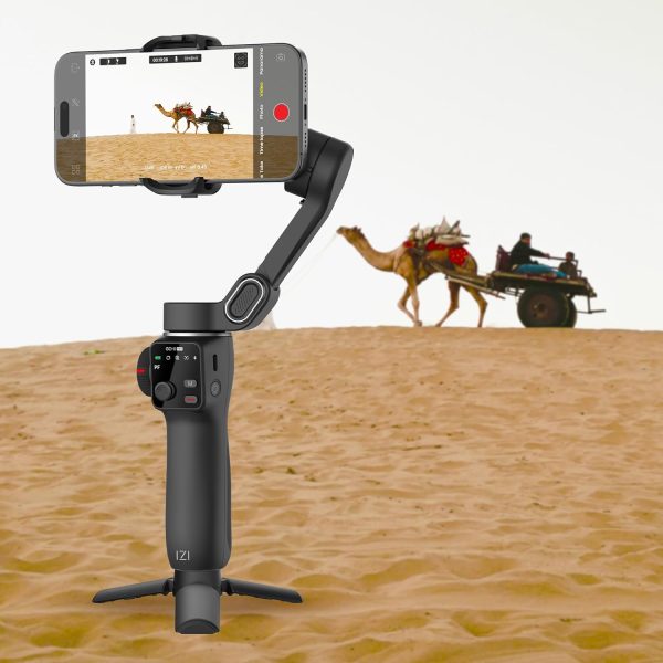 IZI GO-X PRO Foldable Gimbal for Smartphones, 3-Axis Stabilizer with Extension Rod, 6 Modes, AI Face Tracking, OLED Display, Long Battery Life, USB-C, Ideal for Travel, Vlogging & YouTube, Filmmaking