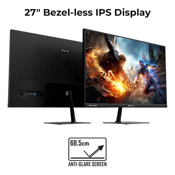 ZEBRONICS N27A 27 inch Gaming Monitor, FHD 1920x1080, IPS-Antiglare Display, 300Nits, 180Hz, 1ms MPRT, HDR10, 99% sRGB, Adaptive Sync, 1 x DP | 1 x HDMI | 1 x 3.5mm